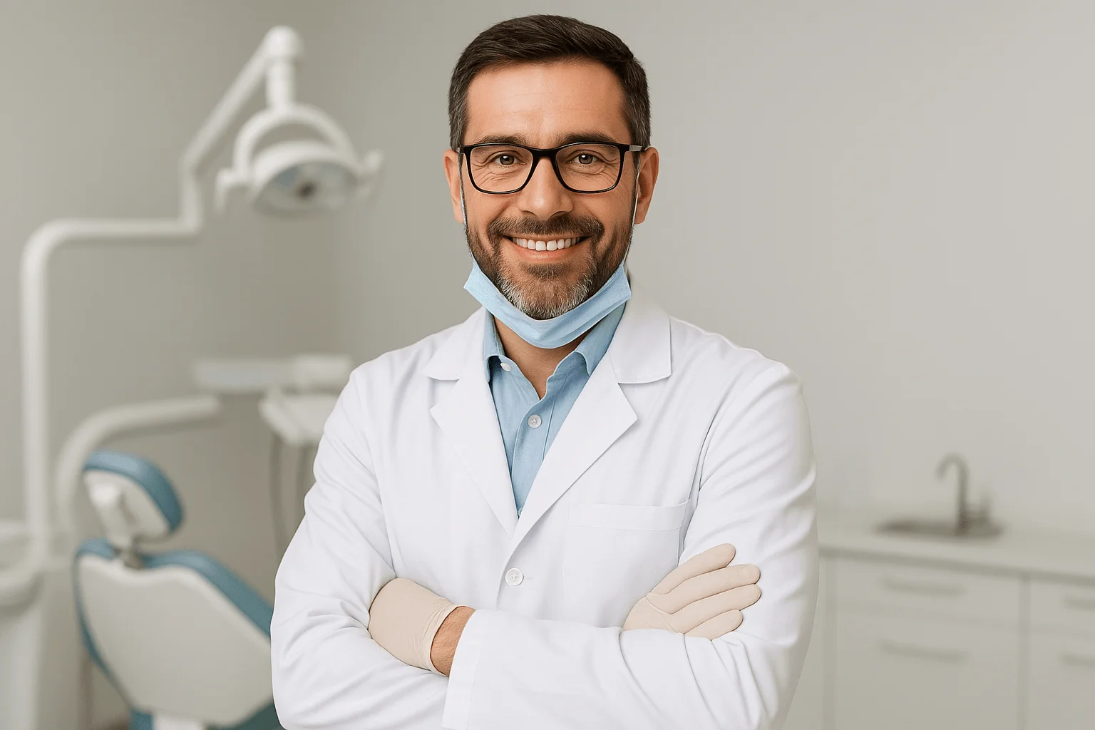 General Dentist – samariqbal.com, Smiling male dentist in white coat standing in a modern dental clinic