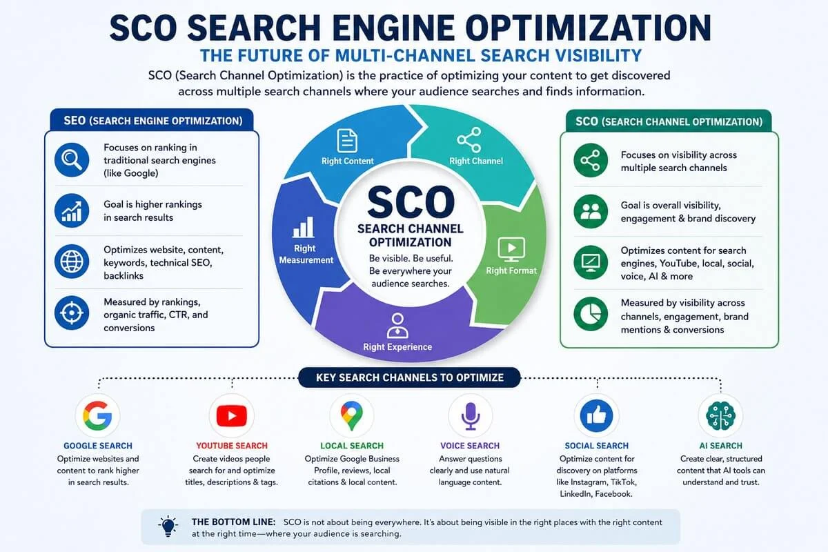 SCO search engine optimization and search channel optimization infographic